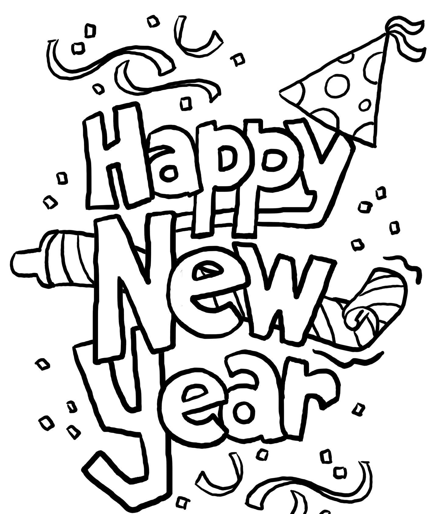Happy New Year Coloring Pages for Kids