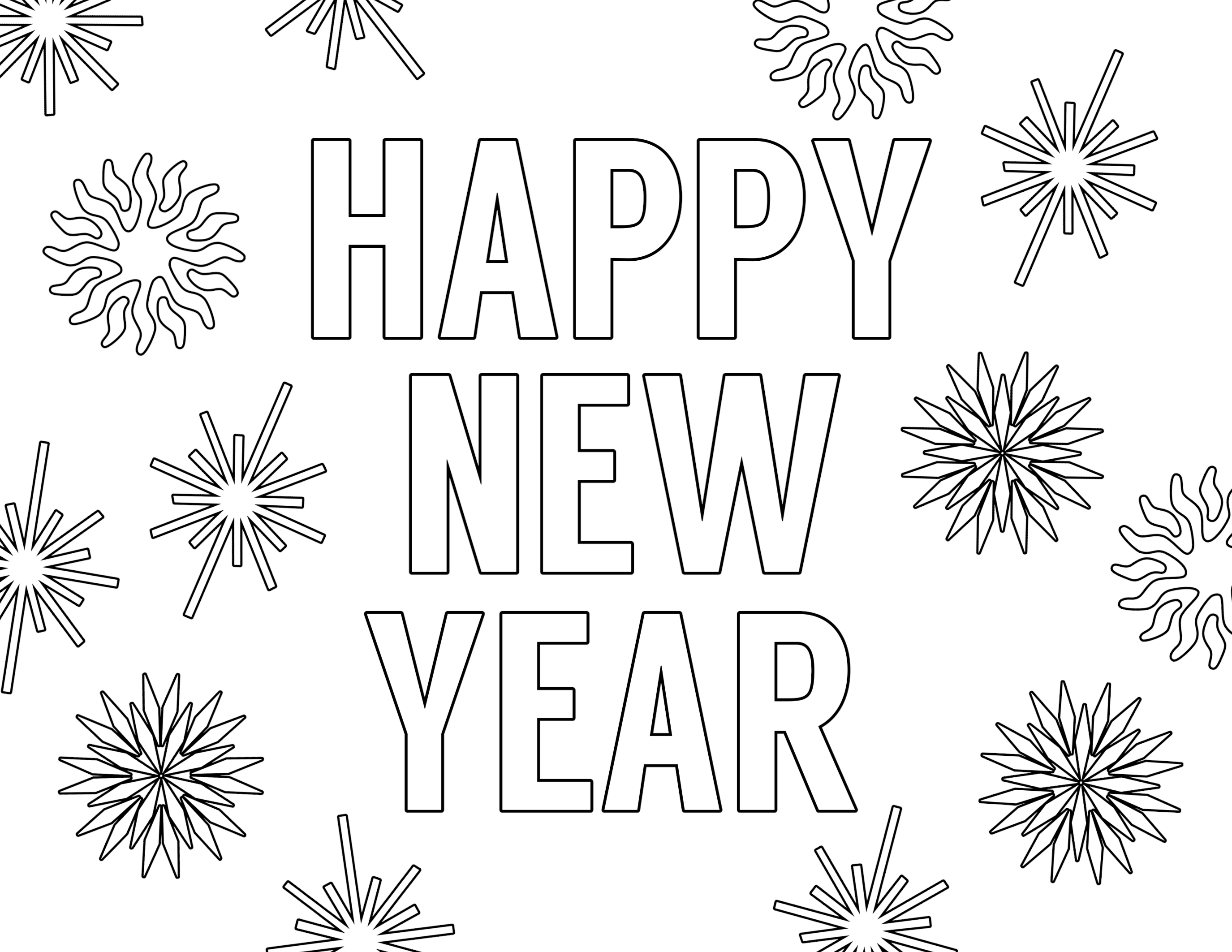 Happy New Year Coloring Pages for Kindergarten