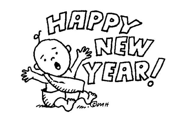 Black and White New Year Clipart