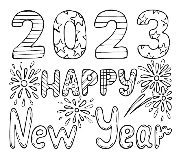Printable New Year 2023 coloring page
